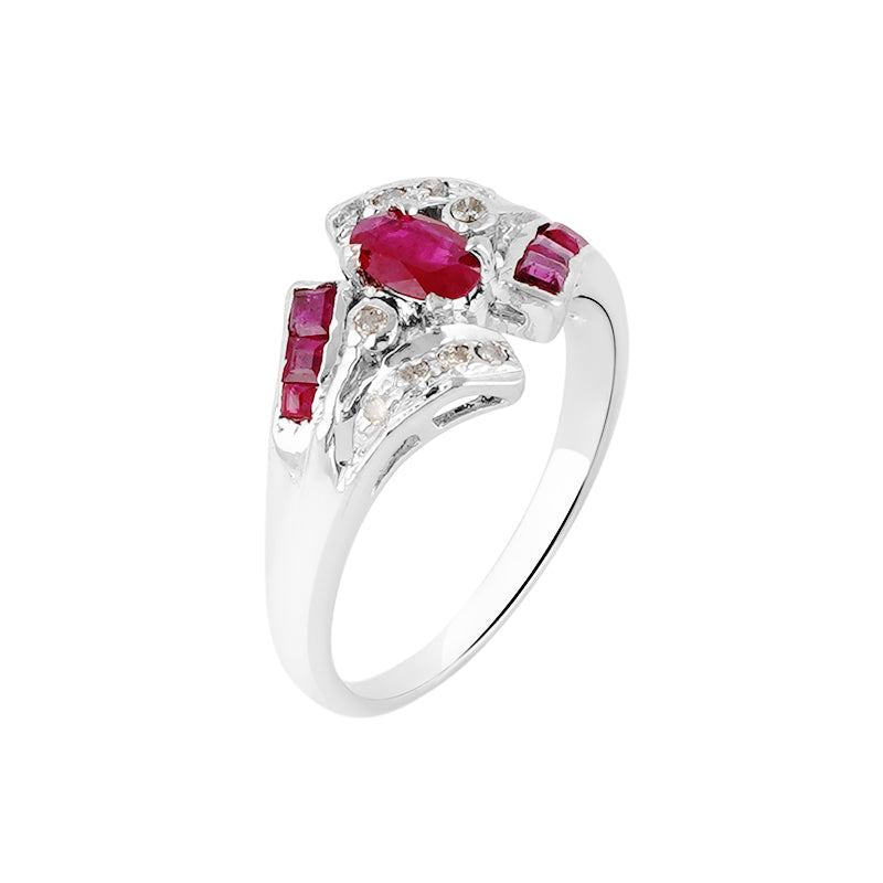 Ruby & Diamond Ring in Sterling Silver