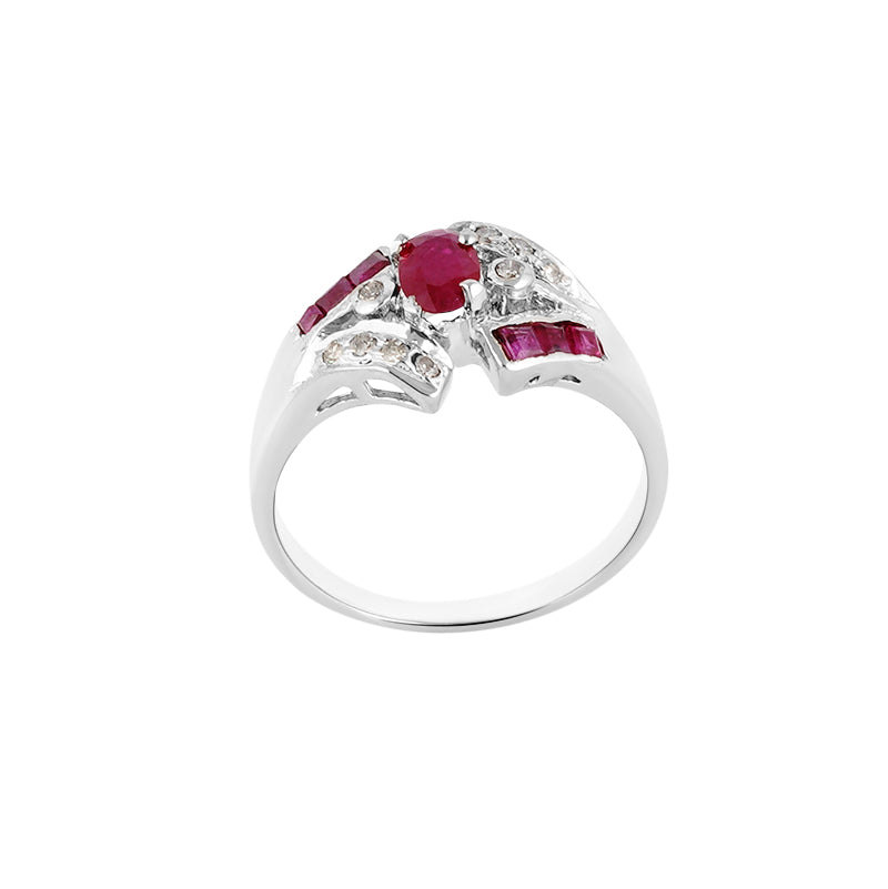 Ruby & Diamond Ring in Sterling Silver