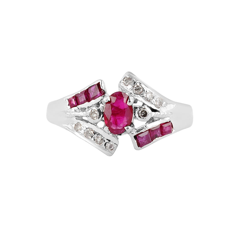 Ruby & Diamond Ring in Sterling Silver