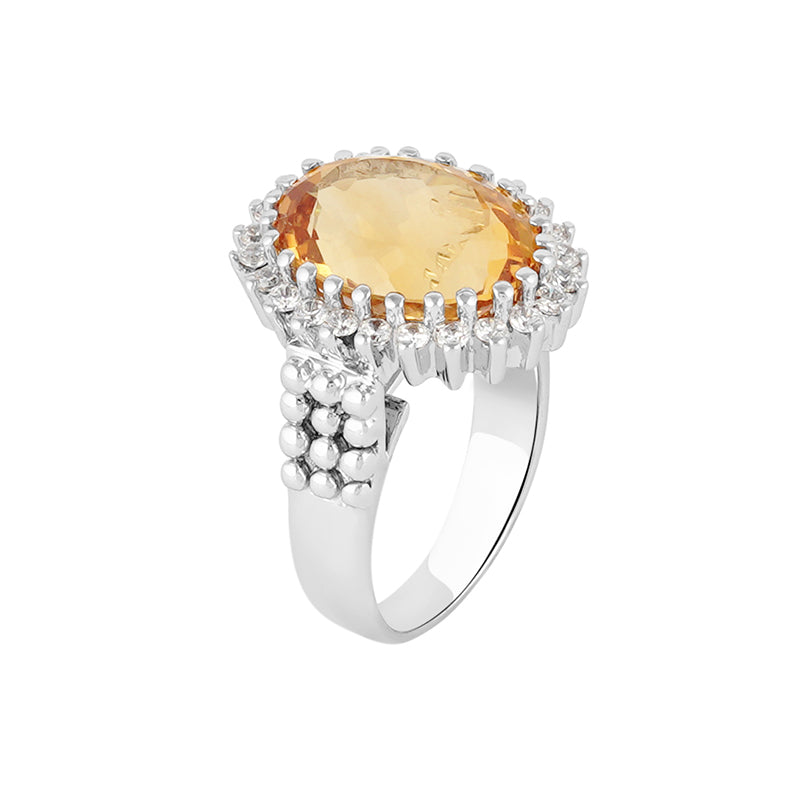 Golden Topaz & Zircon Ring in Sterling Silver