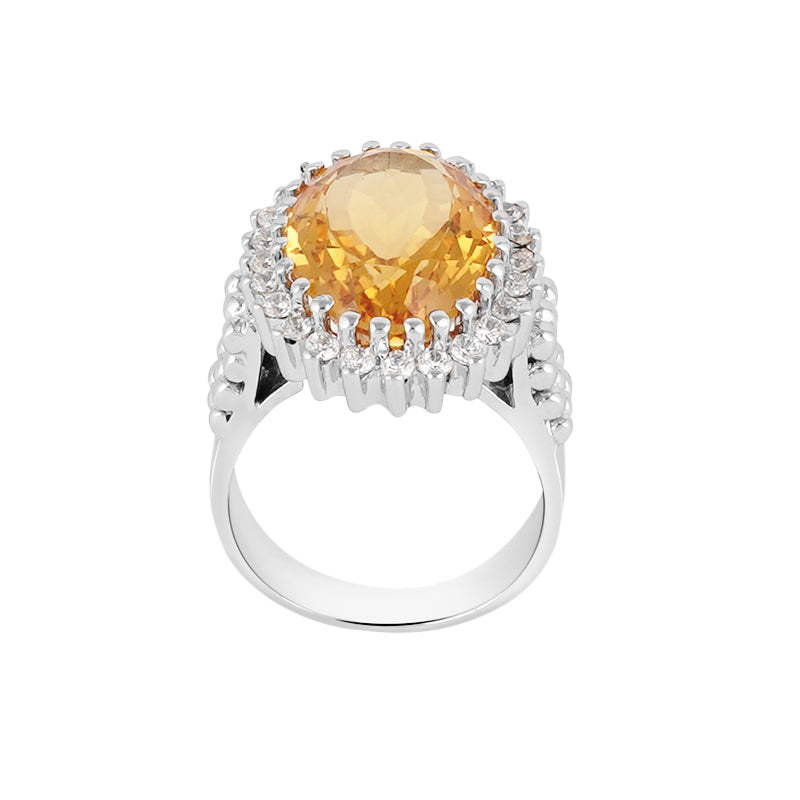 Golden Topaz & Zircon Ring in Sterling Silver