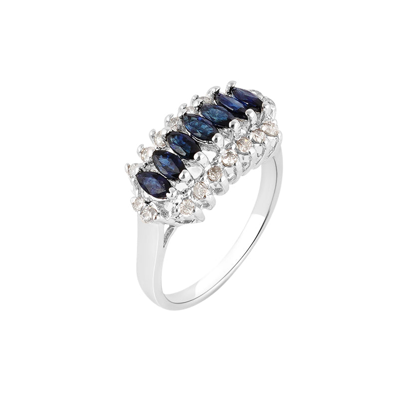 Sapphire & Diamond Ring in Sterling Silver