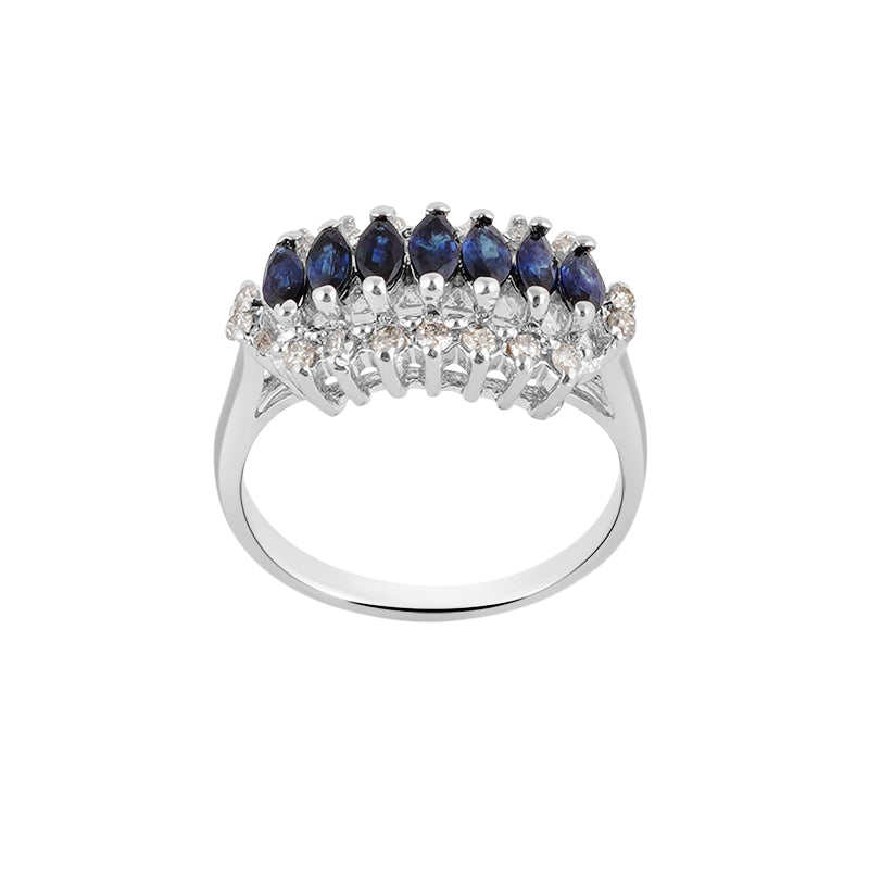 Sapphire & Diamond Ring in Sterling Silver