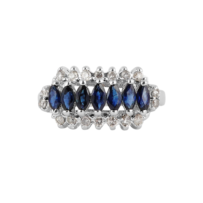 Sapphire & Diamond Ring in Sterling Silver