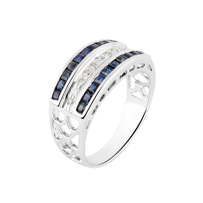 Sapphire & Diamond Ring in Sterling Silver