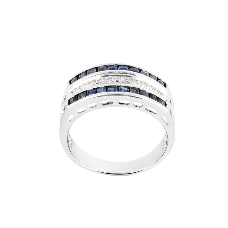 Sapphire & Diamond Ring in Sterling Silver