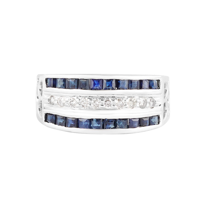 Sapphire & Diamond Ring in Sterling Silver