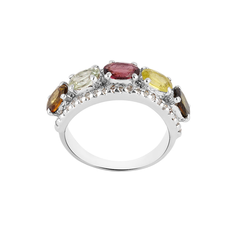 Tourmaline & Diamond Ring in Sterling Silver