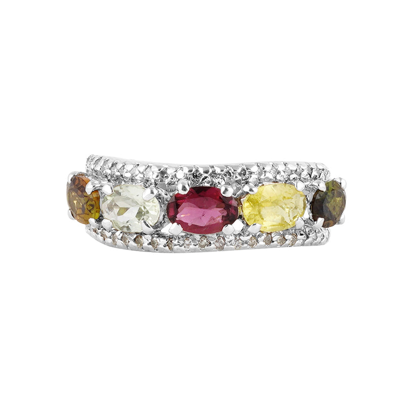 Tourmaline & Diamond Ring in Sterling Silver