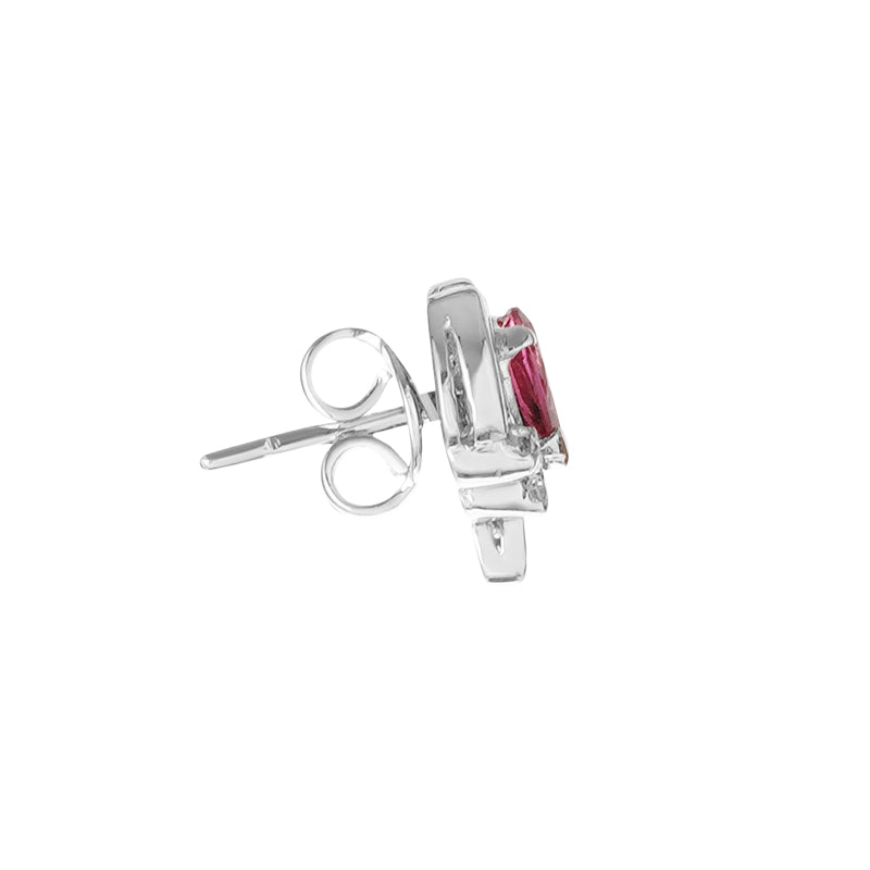 Sterling Silver Tourmaline & Diamond Stud