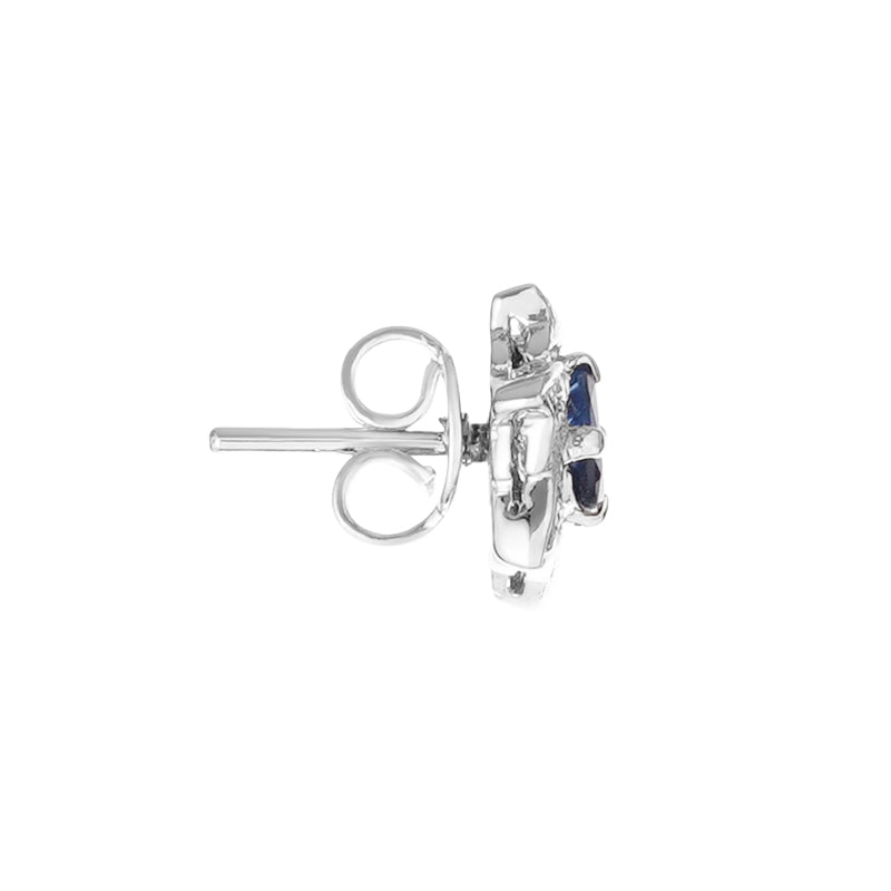 Sterling Silver Sapphire & Diamond Stud