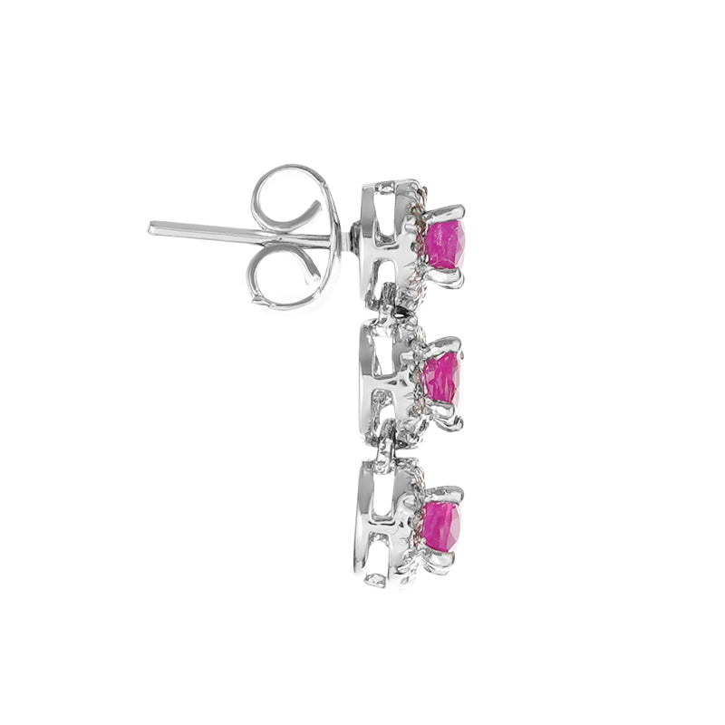 Sterling Silver Ruby& Diamond Stud