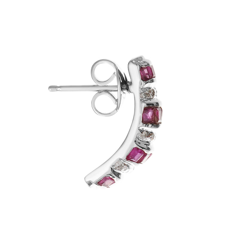 Sterling Silver Ruby & Diamond Stud