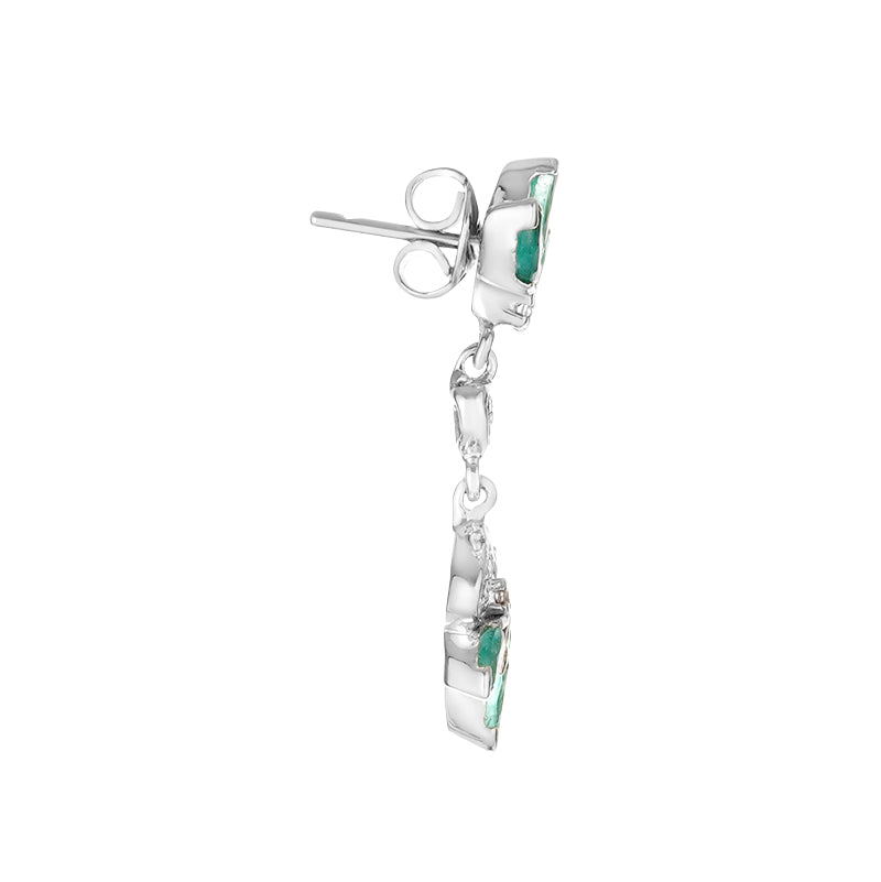 Sterling Silver Emerald & Diamond Earrings