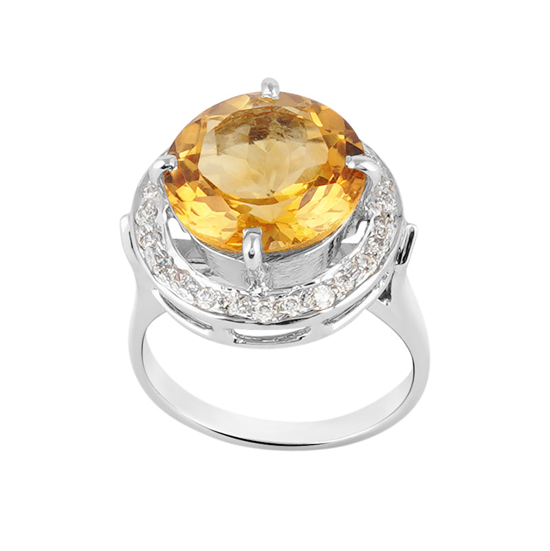 Golden Topaz & Zircon Ring in Sterling Silver