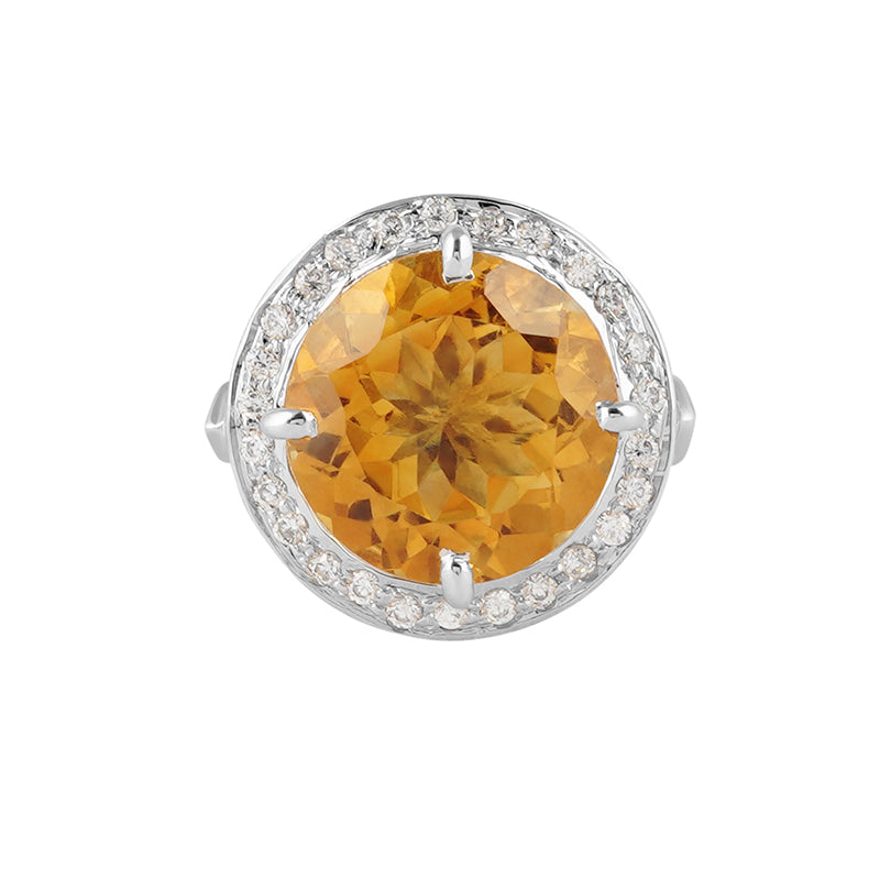 Golden Topaz & Zircon Ring in Sterling Silver