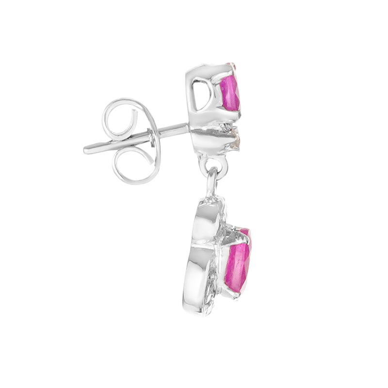 Sterling Silver Ruby & Diamond Earrings