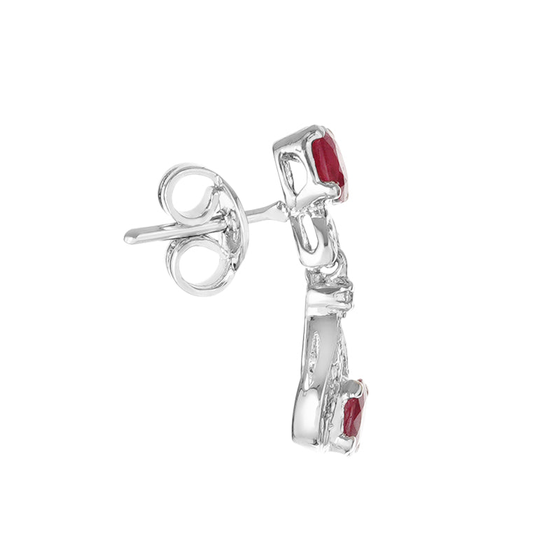 Sterling Silver Ruby & Diamond Earrings