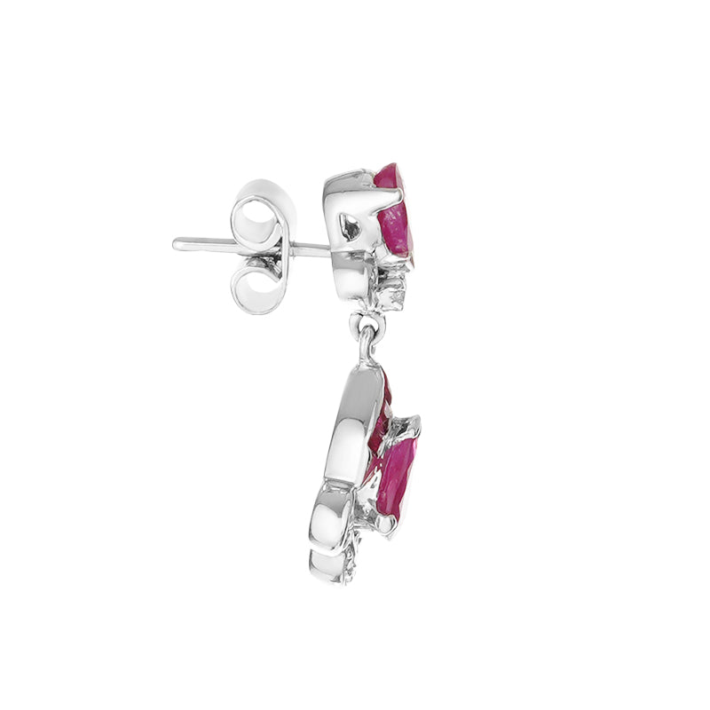 Sterling Silver Ruby & Diamond Earrings