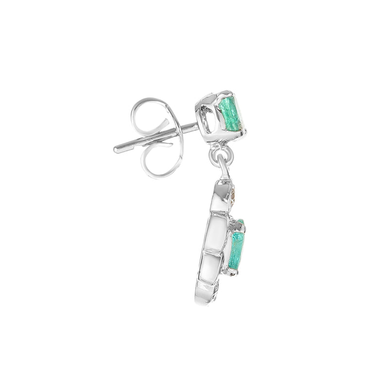 Sterling Silver Emerald & Diamond Earrings