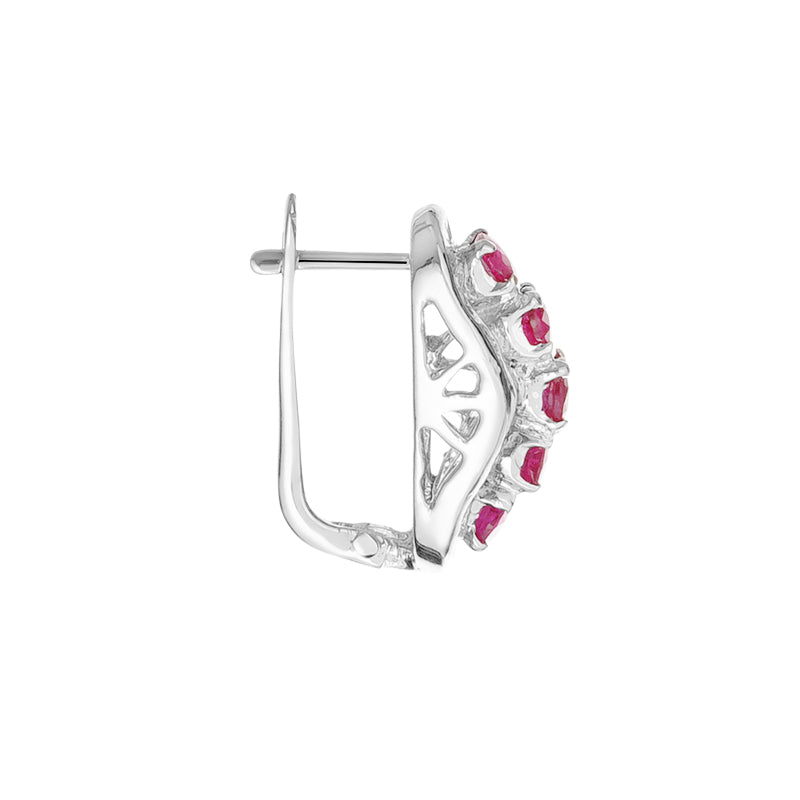 Sterling Silver Ruby & Diamond Earrings