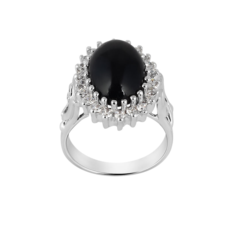 Black Star & Zircon Ring in Sterling Silver