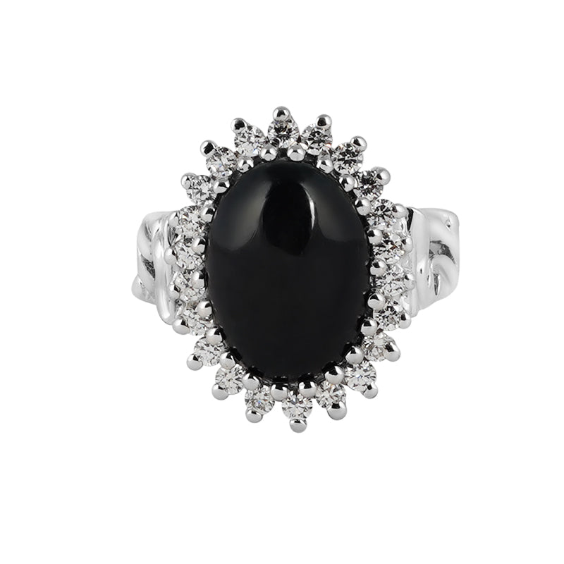 Black Star & Zircon Ring in Sterling Silver