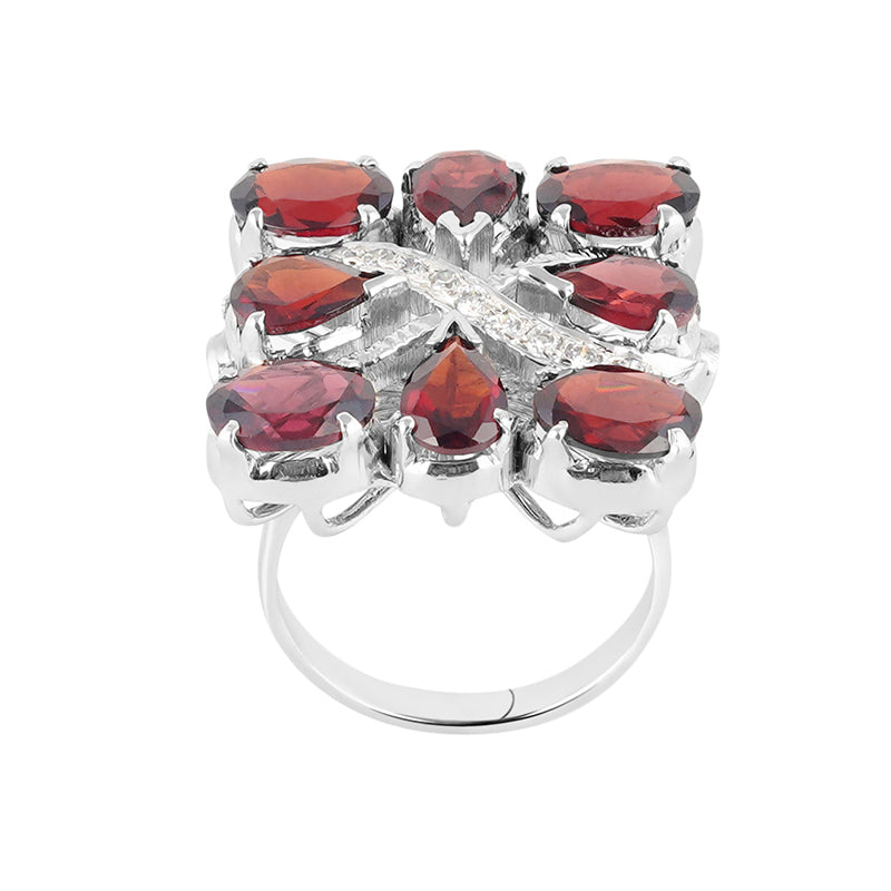 Garnet & Zircon Ring in Sterling Silver