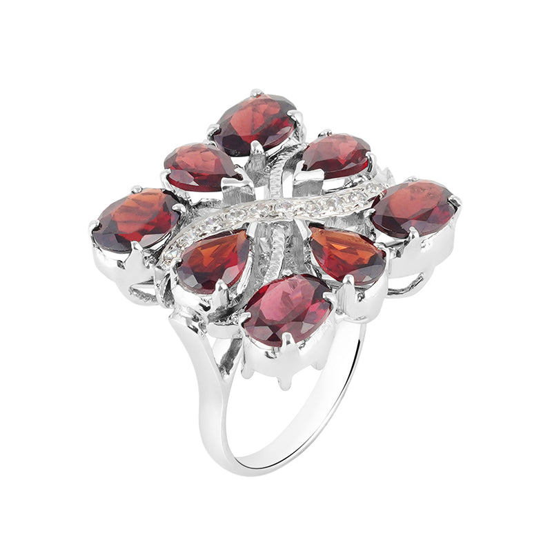 Garnet & Zircon Ring in Sterling Silver