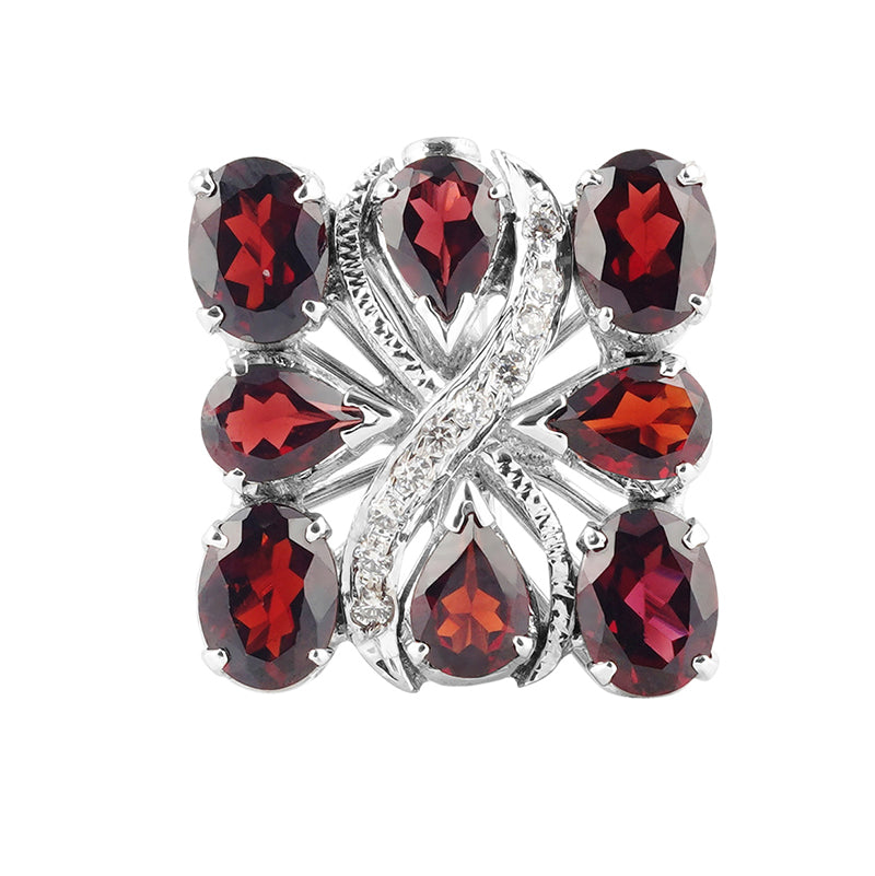 Garnet & Zircon Ring in Sterling Silver