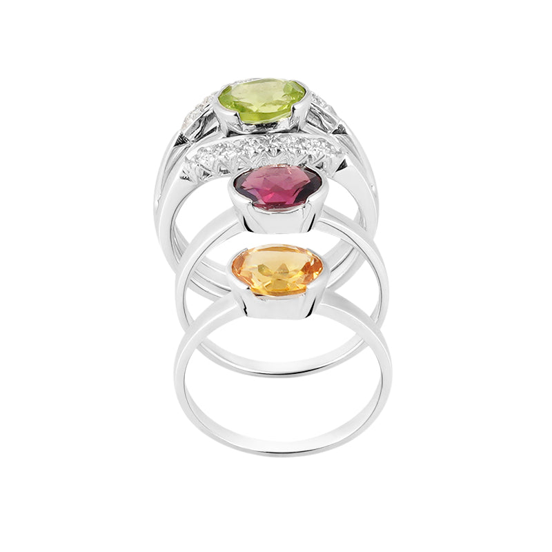 Multi Stone & Zircon Ring in Sterling Silver