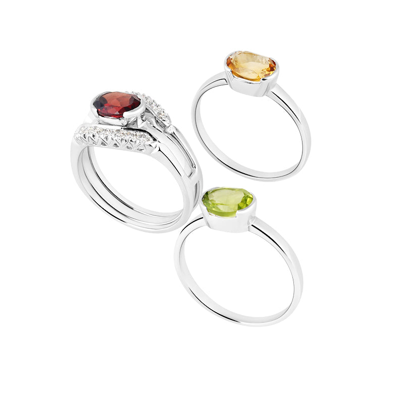 Semi Precious Stone Ring Set in Sterling Silver