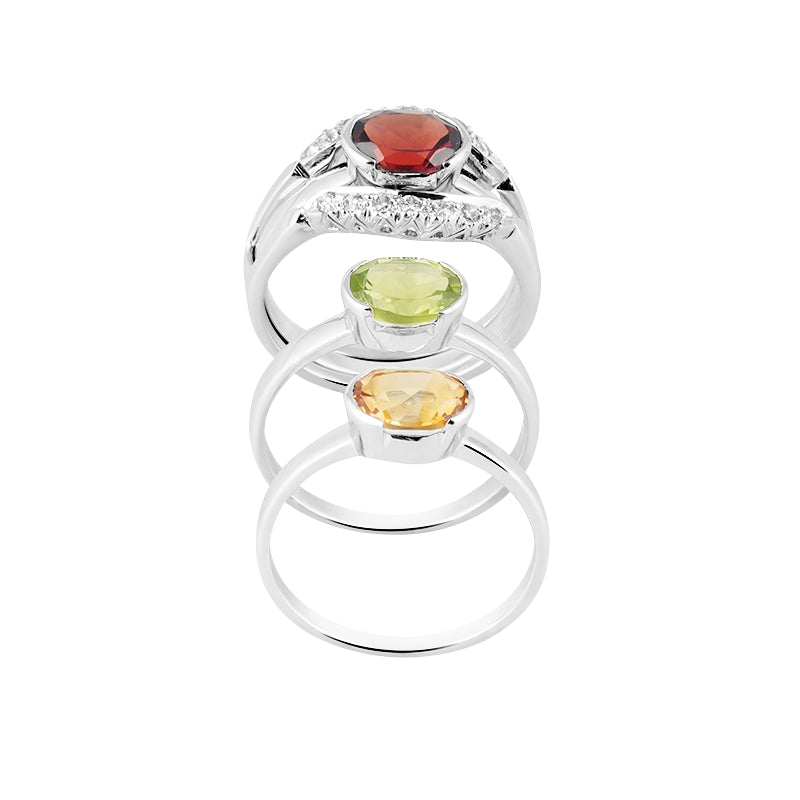 Semi Precious Stone Ring Set in Sterling Silver