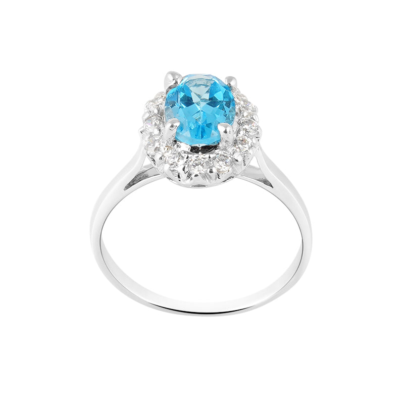 Blue Topaz & Zircon Ring in Sterling Silver