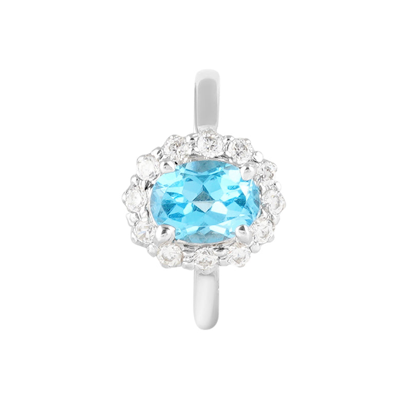 Blue Topaz & Zircon Ring in Sterling Silver