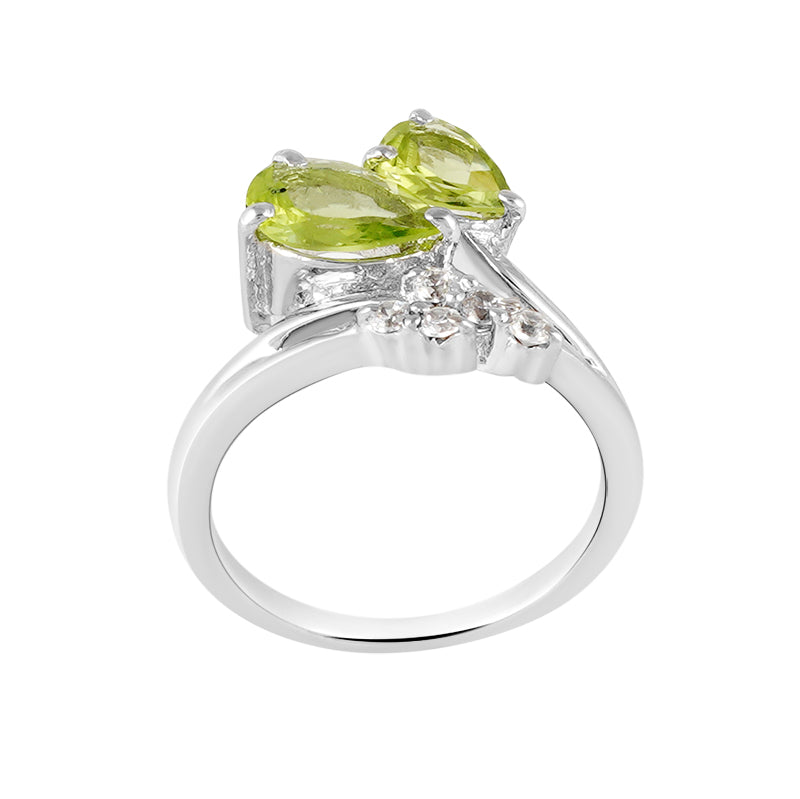 Peridot & Zircon Ring in Sterling Silver