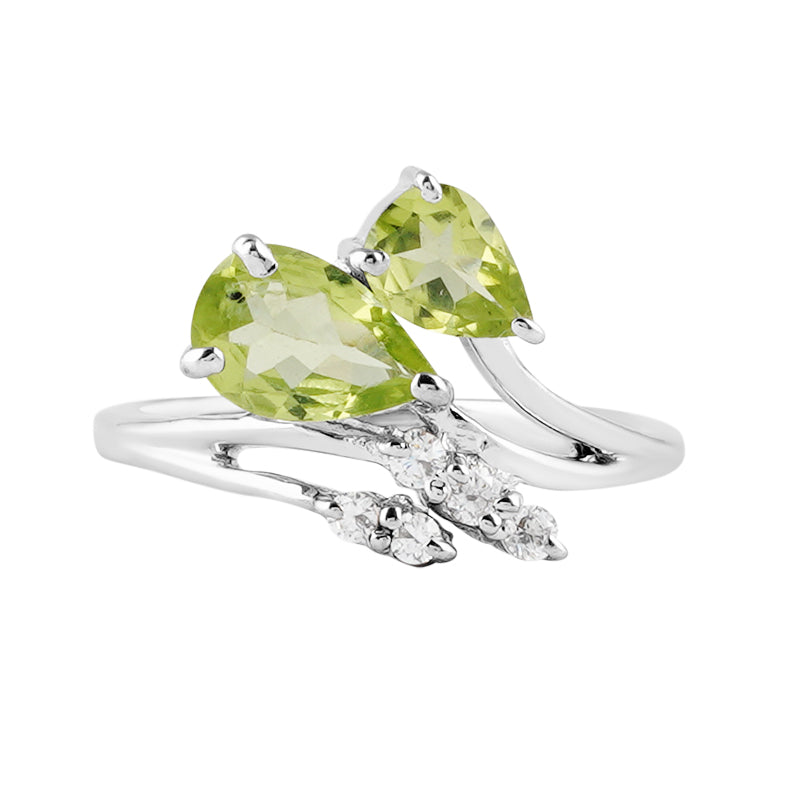 Peridot & Zircon Ring in Sterling Silver