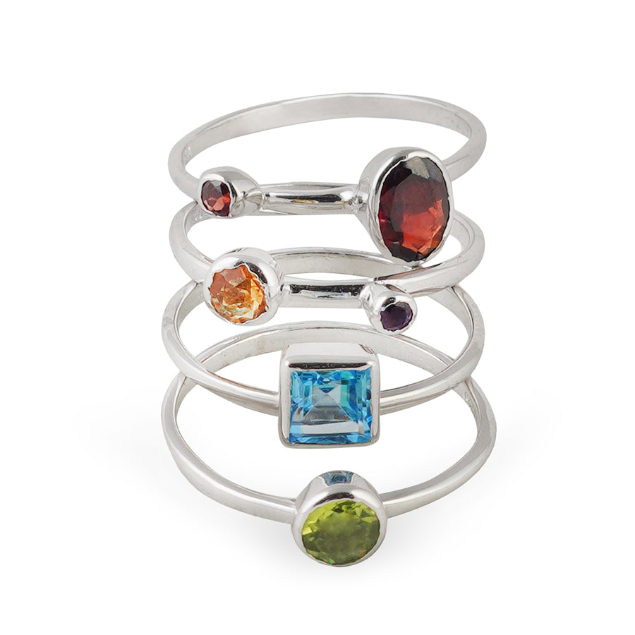 Semi Precious Stone Ring Set in Sterling Silver