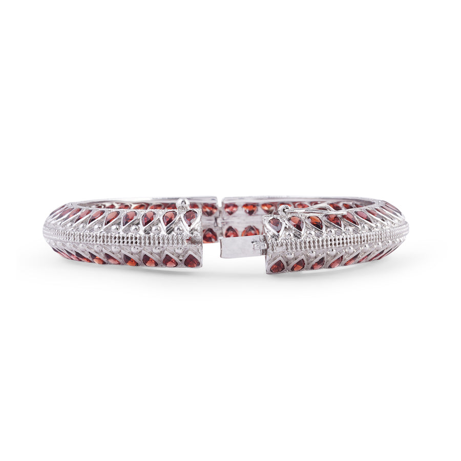 Sterling Silver Garnet Bangle