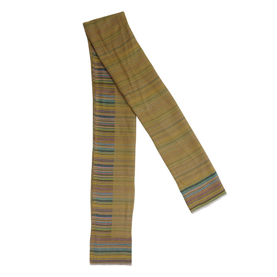 Ocre Reversible Cashmere Stole and Multicolor Stripes