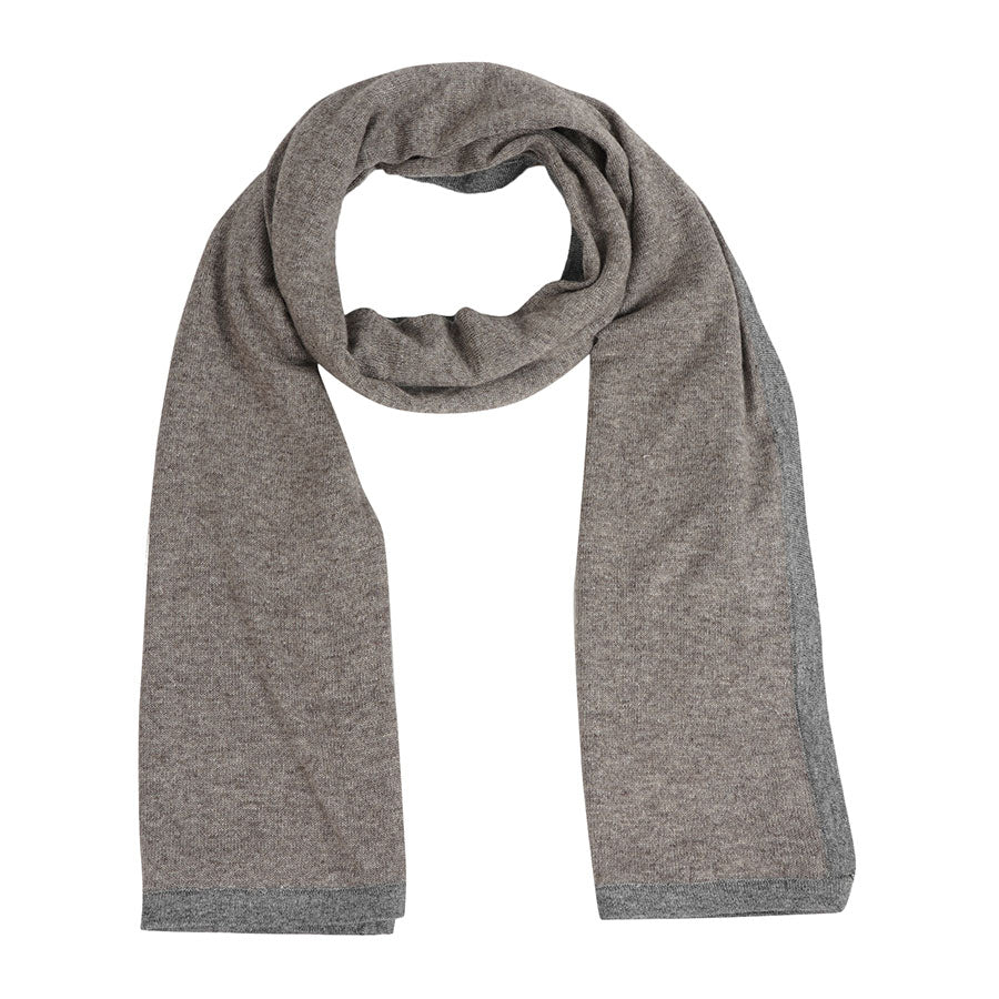 Knitted Light Toupe Heather stole in Light Grey Border