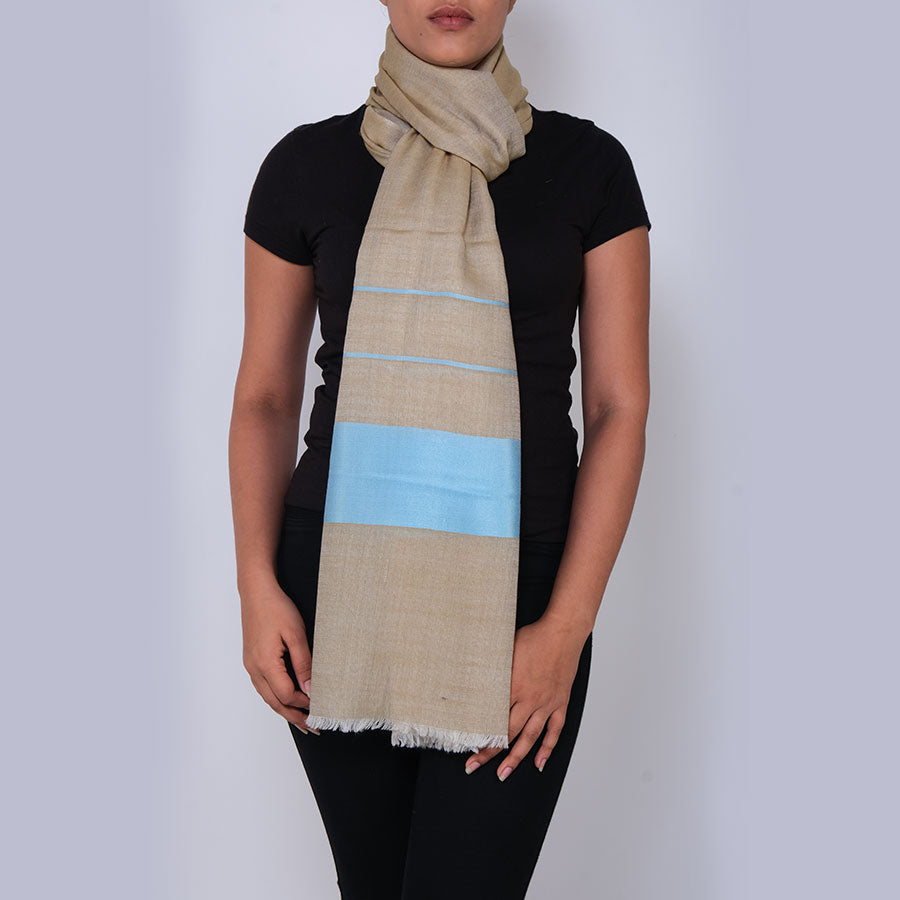 Sepia Cashmere stole in Arctic Silk Border