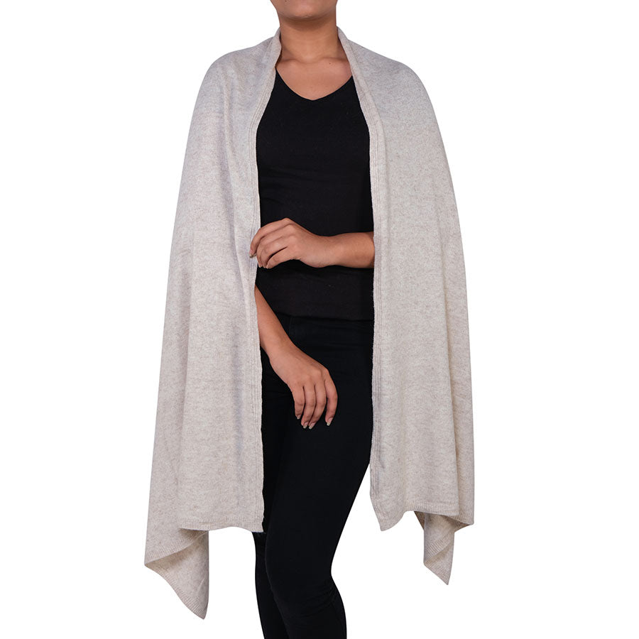 Yarn Dyed Knitted Solid Oatmeal stole