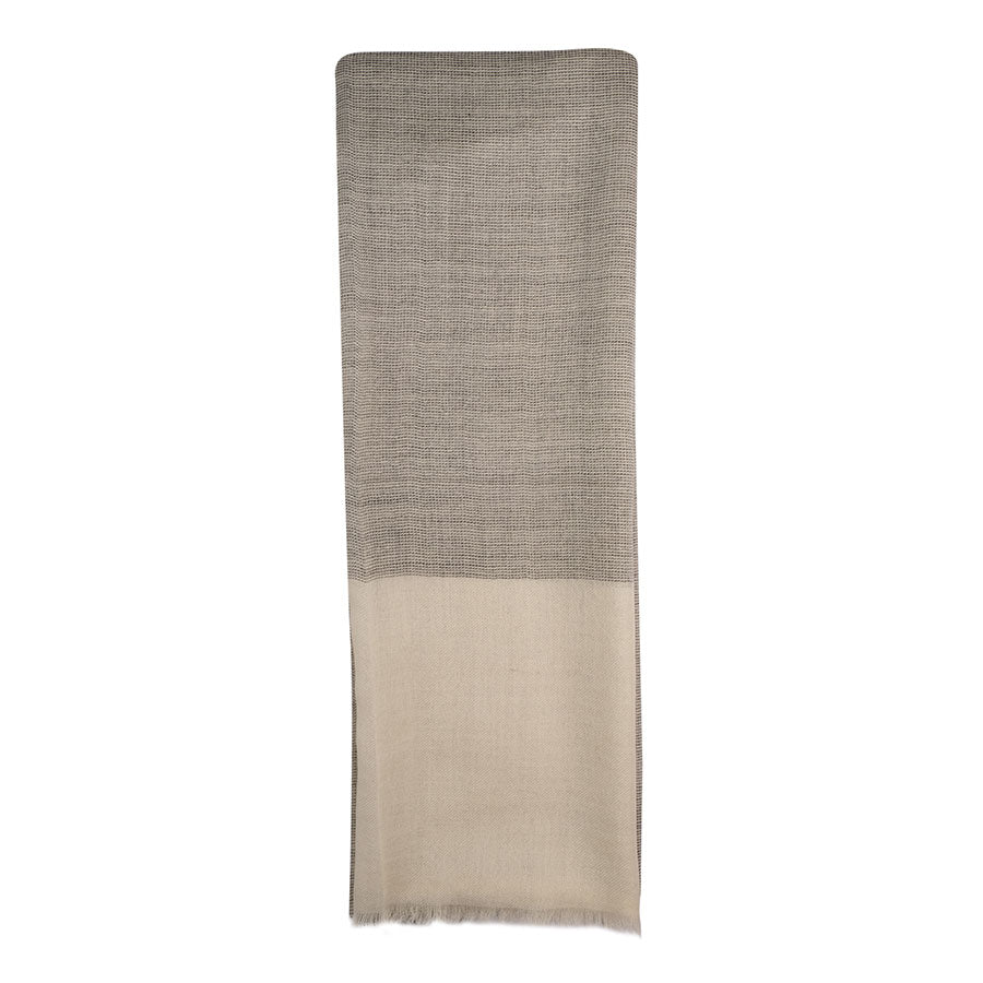 Grey Khadi Wollen stole with Ivory end