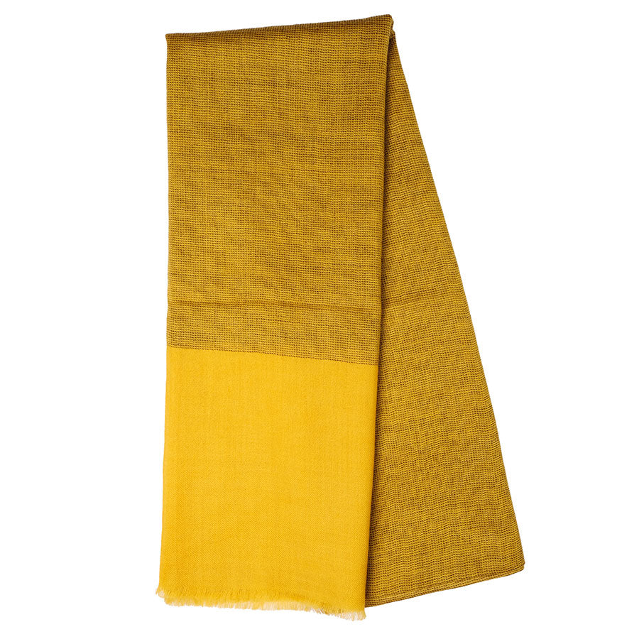 Ocre Khadi Wollen Stole with Corn border