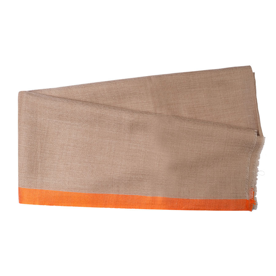 A sepia Shahbano stole in Orange Border