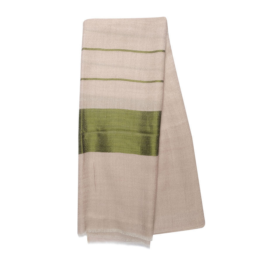 Cream Cashmere stole in Sage Silk Border