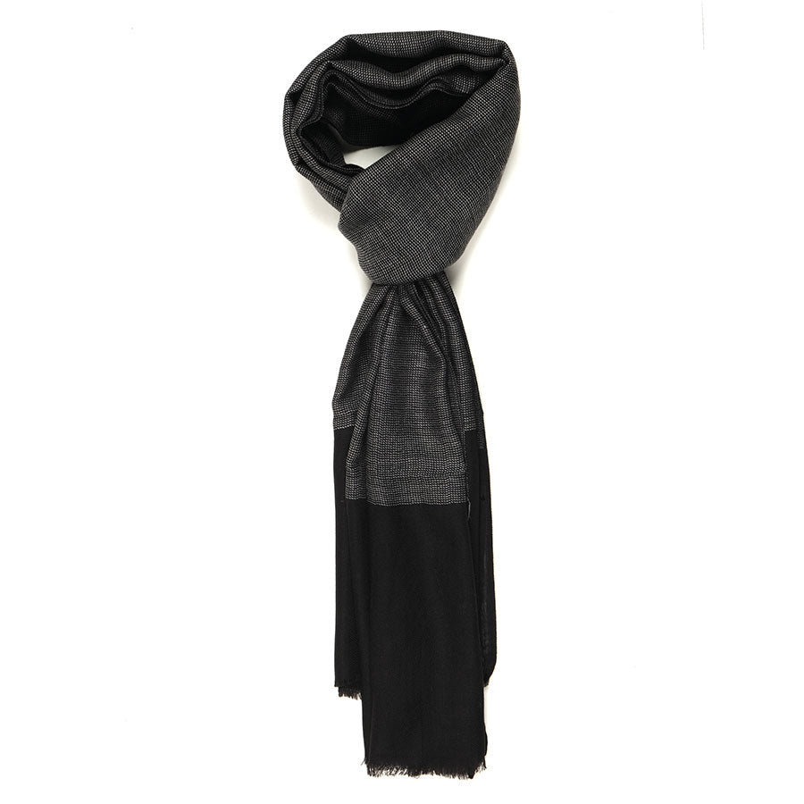 Charcoal Khadi Wollen stole with Black border