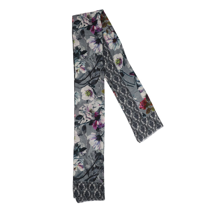 Marine Gray Summer Flowers Shahbano Stole