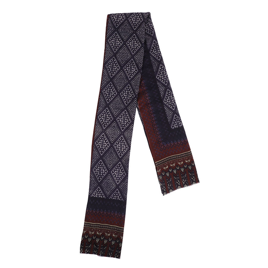 Native Indian Baghru design stole in Navy & Burgundy